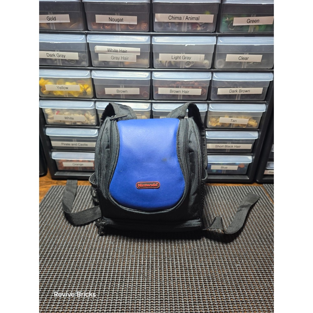 Official Nintendo Handheld Mini Backpack Travel Bag Case Black / Navy Great Cond